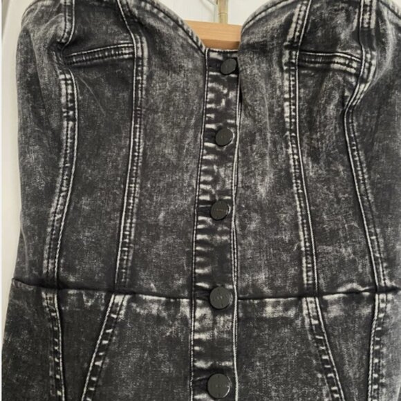 Kendall & Kylie Black Stonewash Denim Sexy Dress Medium - Picture 3 of 6